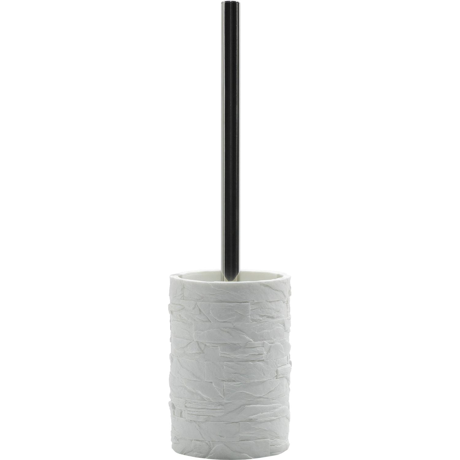 VESTIAMO CASA - Portascopino Effetto Pietra Bianco - h37 diametro 10 cm